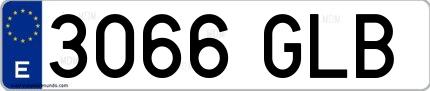 Ejemplo de matrícula española 3066 GLB