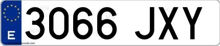 Ejemplo de matrícula española 3066 JXY