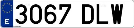 Ejemplo de matrícula española 3067 DLW