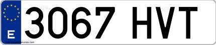 Ejemplo de matrícula española 3067 HVT