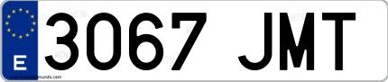 Ejemplo de matrícula española 3067 JMT