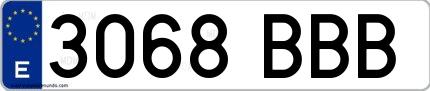 Ejemplo de matrícula española 3068 BBB