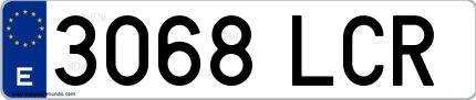 Ejemplo de matrícula española 3068 LCR