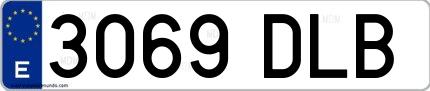 Ejemplo de matrícula española 3069 DLB