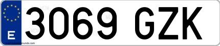Ejemplo de matrícula española 3069 GZK