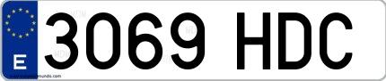 Ejemplo de matrícula española 3069 HDC