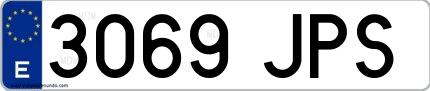 Ejemplo de matrícula española 3069 JPS