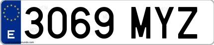 Ejemplo de matrícula española 3069 MYZ