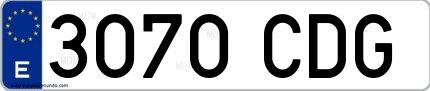 Ejemplo de matrícula española 3070 CDG