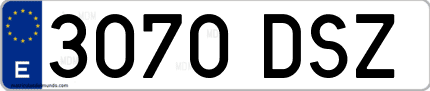 Ejemplo de matrícula de coche ordinaria 3070 DSZ