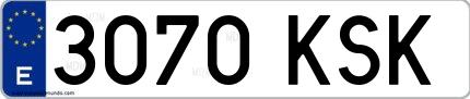 Ejemplo de matrícula española 3070 KSK