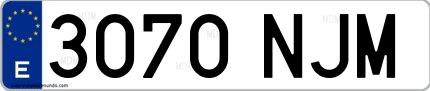 Ejemplo de matrícula española 3070 NJM
