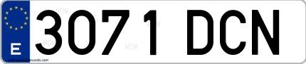 Ejemplo de matrícula española 3071 DCN
