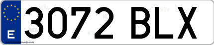 Ejemplo de matrícula de coche ordinaria 3072 BLX