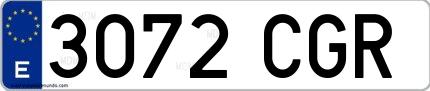 Ejemplo de matrícula española 3072 CGR