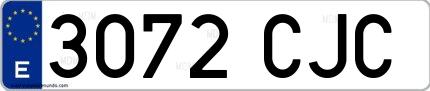 Ejemplo de matrícula española 3072 CJC