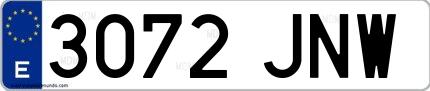 Ejemplo de matrícula española 3072 JNW
