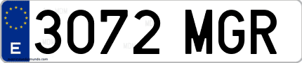 Ejemplo de matrícula de coche ordinaria 3072 MGR