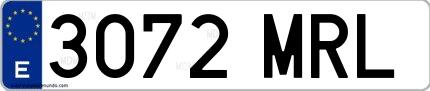 Ejemplo de matrícula española 3072 MRL