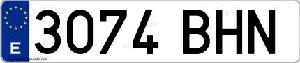 Ejemplo de matrícula española 3074 BHN