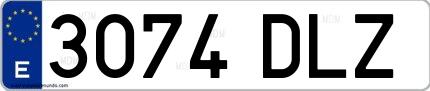 Ejemplo de matrícula española 3074 DLZ