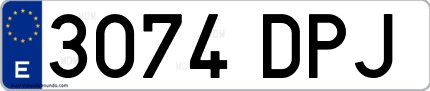 Ejemplo de matrícula de coche ordinaria 3074 DPJ