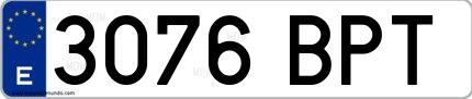 Ejemplo de matrícula española 3076 BPT