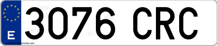 Ejemplo de matrícula de coche ordinaria 3076 CRC