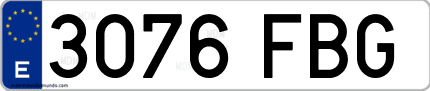 Ejemplo de matrícula de coche ordinaria 3076 FBG