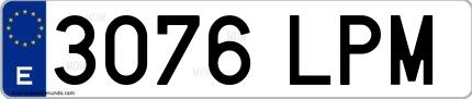 Ejemplo de matrícula española 3076 LPM