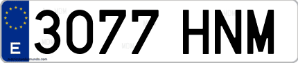 Ejemplo de matrícula de coche ordinaria 3077 HNM