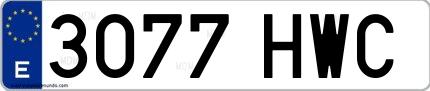 Ejemplo de matrícula española 3077 HWC