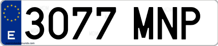 Ejemplo de matrícula de coche ordinaria 3077 MNP