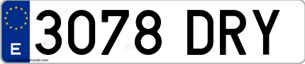 Ejemplo de matrícula de coche ordinaria 3078 DRY