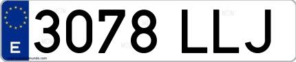 Ejemplo de matrícula española 3078 LLJ