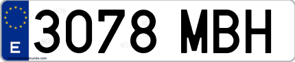 Ejemplo de matrícula de coche ordinaria 3078 MBH
