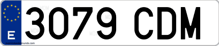 Ejemplo de matrícula de coche ordinaria 3079 CDM