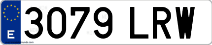 Ejemplo de matrícula de coche ordinaria 3079 LRW