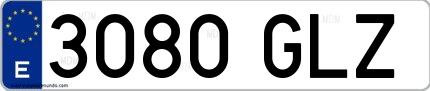 Ejemplo de matrícula española 3080 GLZ