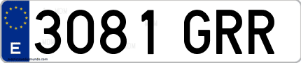 Ejemplo de matrícula de coche ordinaria 3081 GRR