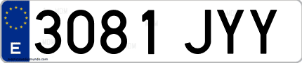 Ejemplo de matrícula de coche ordinaria 3081 JYY