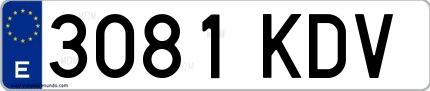 Ejemplo de matrícula española 3081 KDV