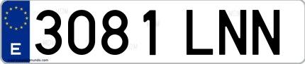 Ejemplo de matrícula española 3081 LNN