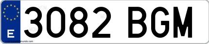 Ejemplo de matrícula española 3082 BGM
