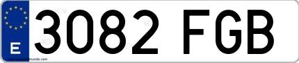 Ejemplo de matrícula española 3082 FGB