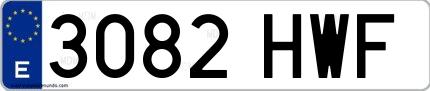 Ejemplo de matrícula española 3082 HWF