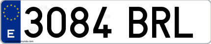 Ejemplo de matrícula de coche ordinaria 3084 BRL