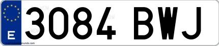 Ejemplo de matrícula española 3084 BWJ