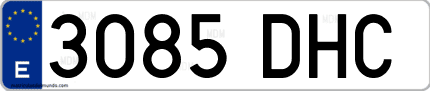 Ejemplo de matrícula de coche ordinaria 3085 DHC