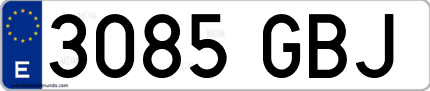 Ejemplo de matrícula de coche ordinaria 3085 GBJ